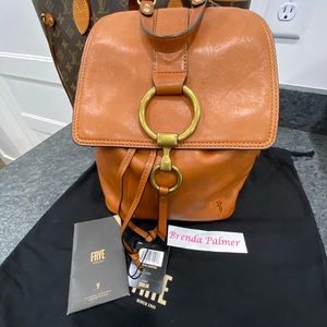 Frye Ilana leather backpack with brass hardware